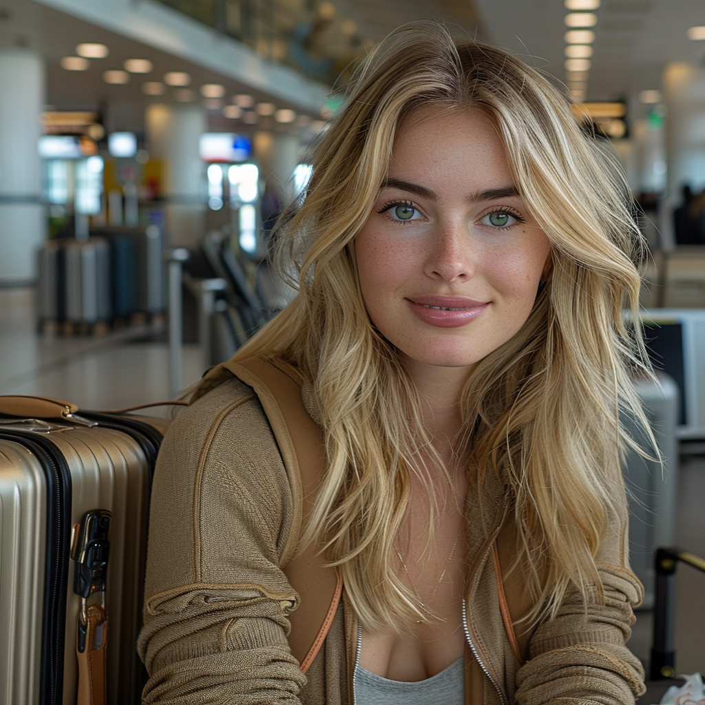 Une femme assise dans un aéroport | Source : Midjourney