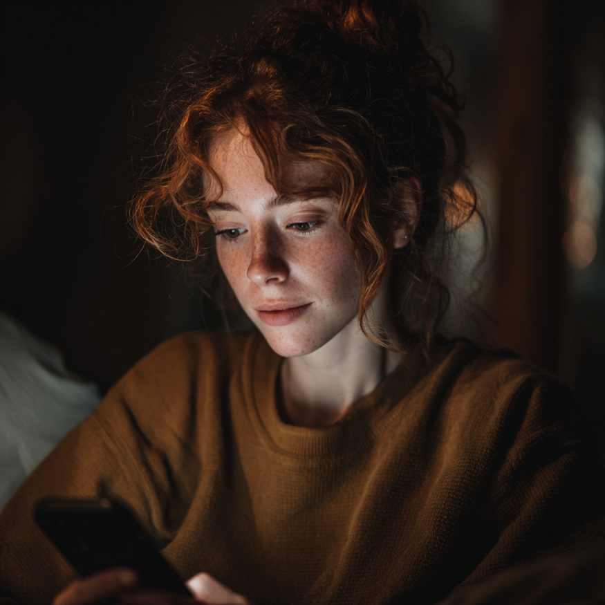 Une femme vérifie son téléphone | Source : Midjourney