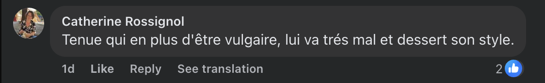 Commentaire d'internaute sur la tenue d'Helena | Source : facebook.com/GossipRoom