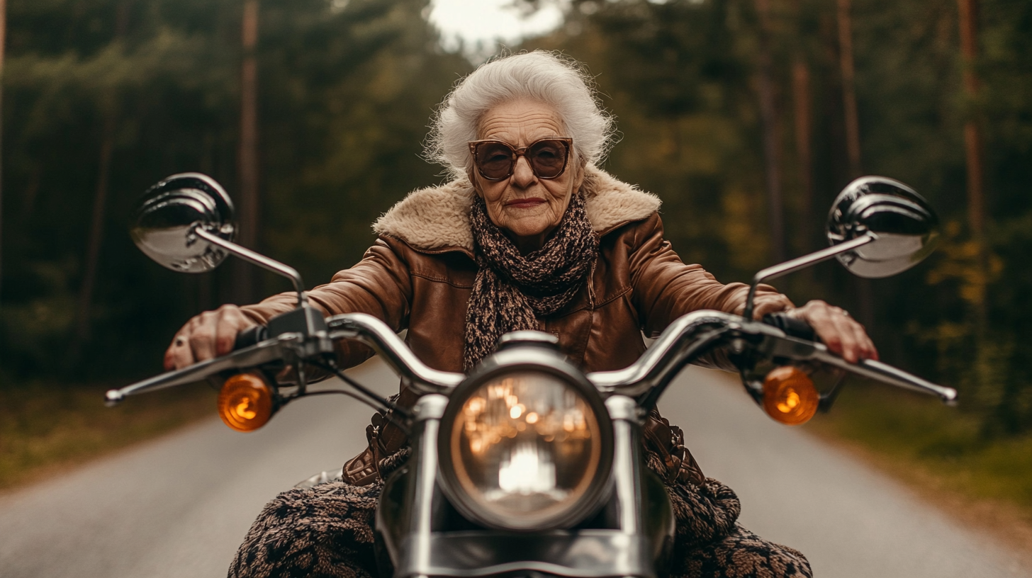 Une vieille dame sur une moto | Source : Midjourney