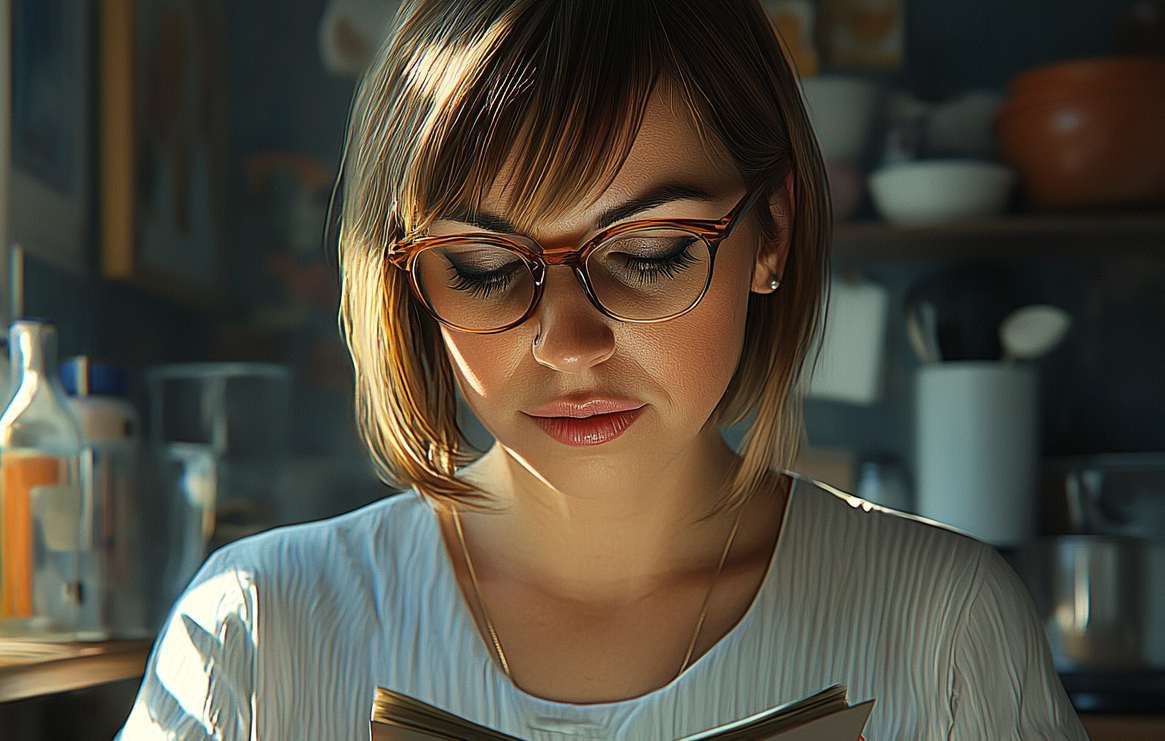 Une femme en train de lire une lettre | Source : Midjourney
