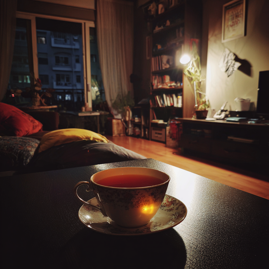 Une tasse de thé sur une table | Source : Midjourney