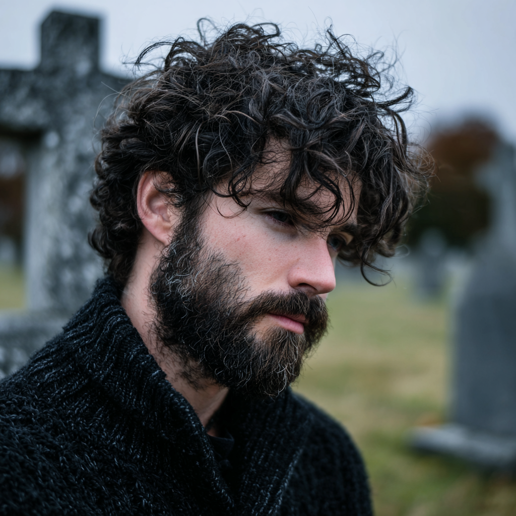 Un homme debout dans un cimetière | Source : Midjourney