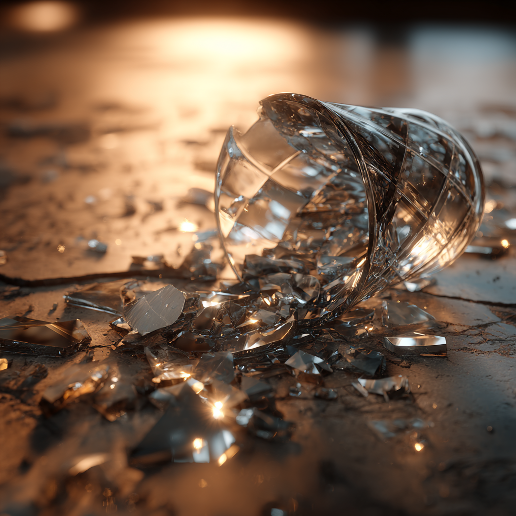 Gros plan sur un verre de cristal brisé | Source : Midjourney