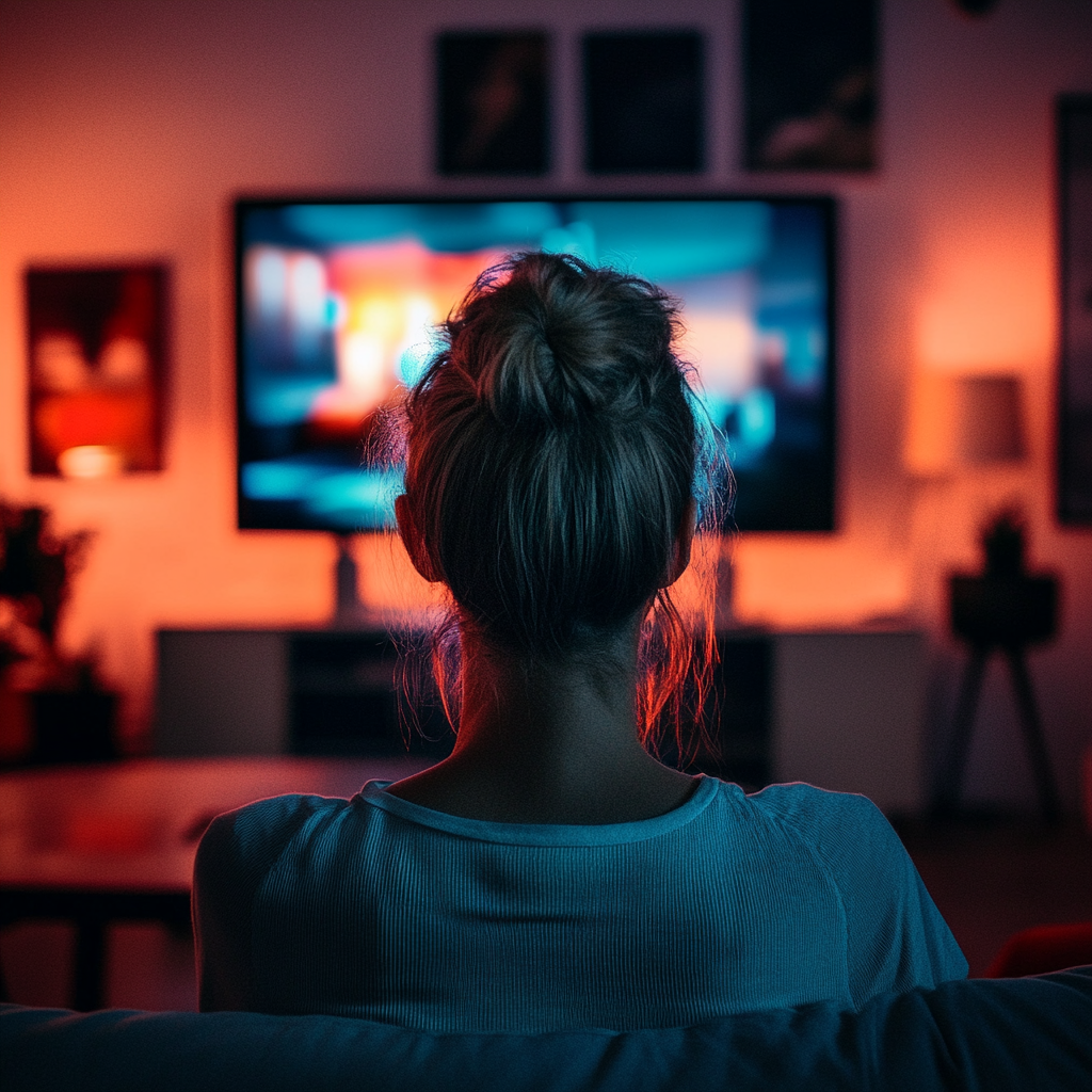 Une femme qui regarde la télévision | Source : Midjourney