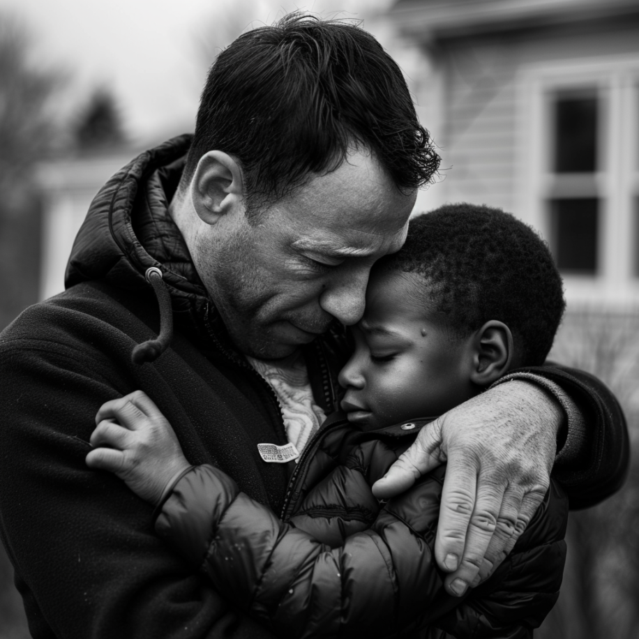 Un père réconfortant son fils | Source : Midjourney