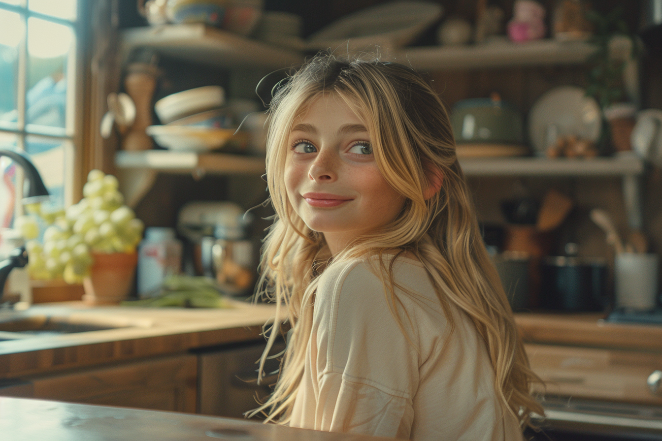 Une petite fille assise sur un tabouret | Source : Midjourney