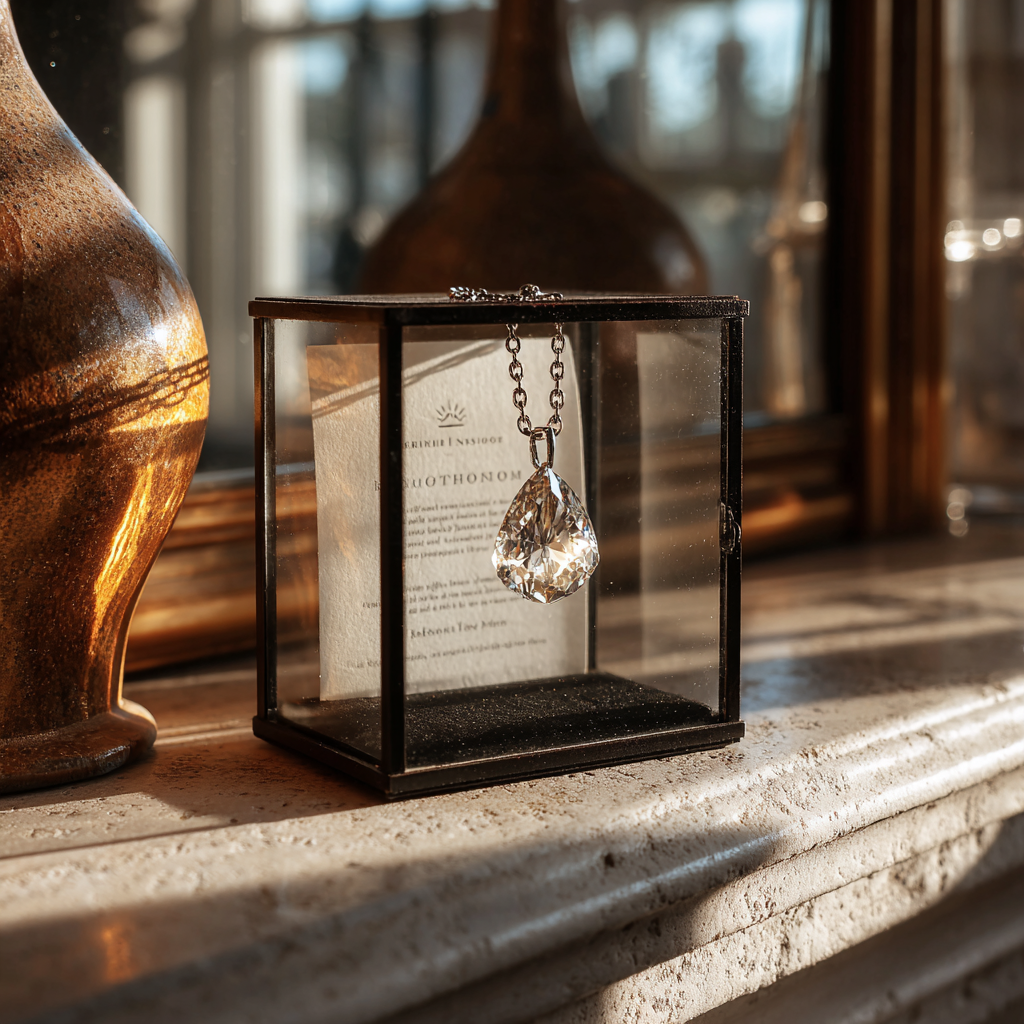 Un pendentif en diamant sur une cheminée | Source : Midjourney
