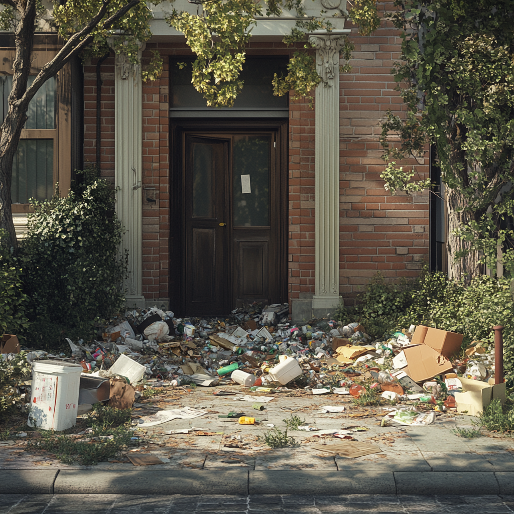Déchets devant une porte | Source : Midjourney