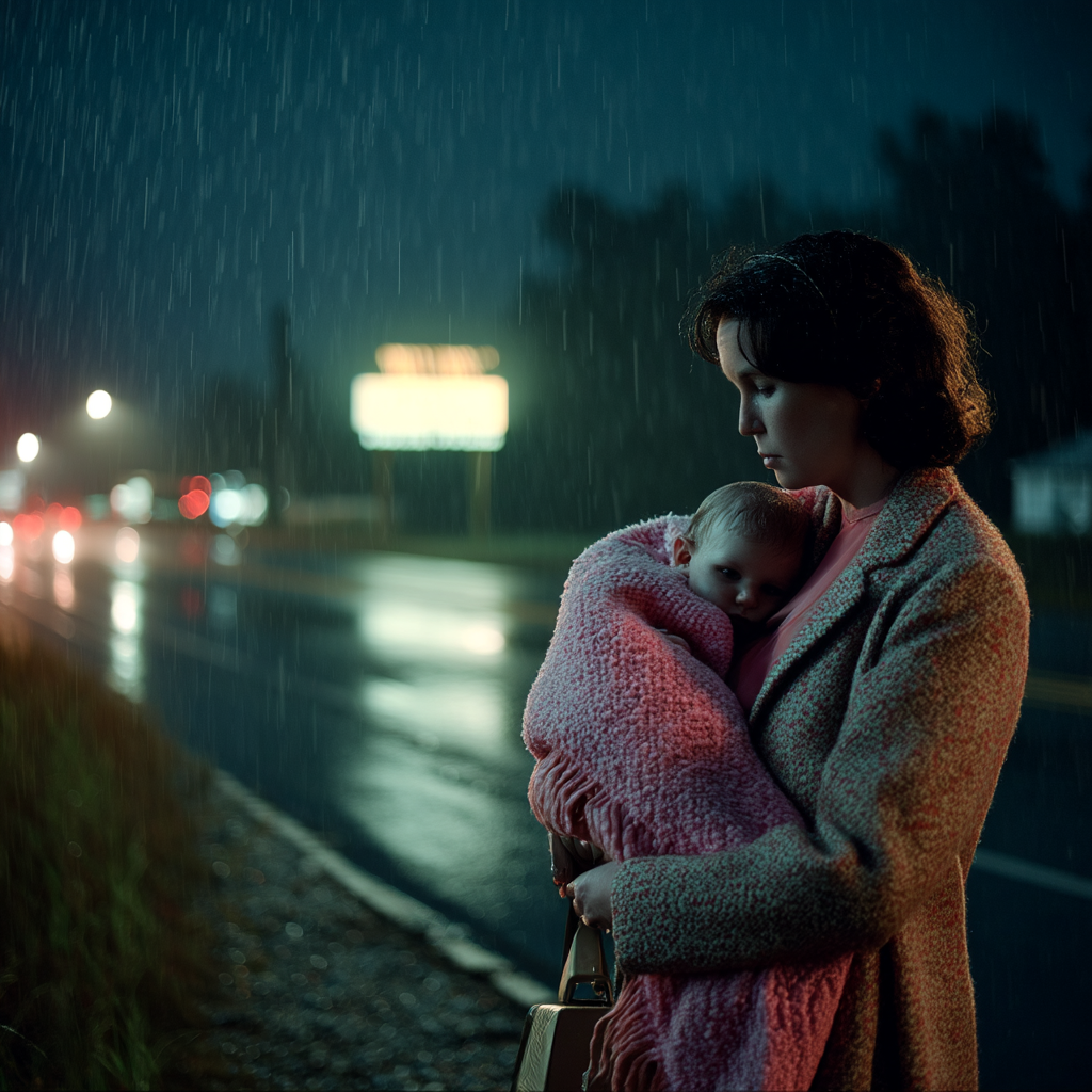 Une femme qui s'attache à un bébé | Source : Midjourney