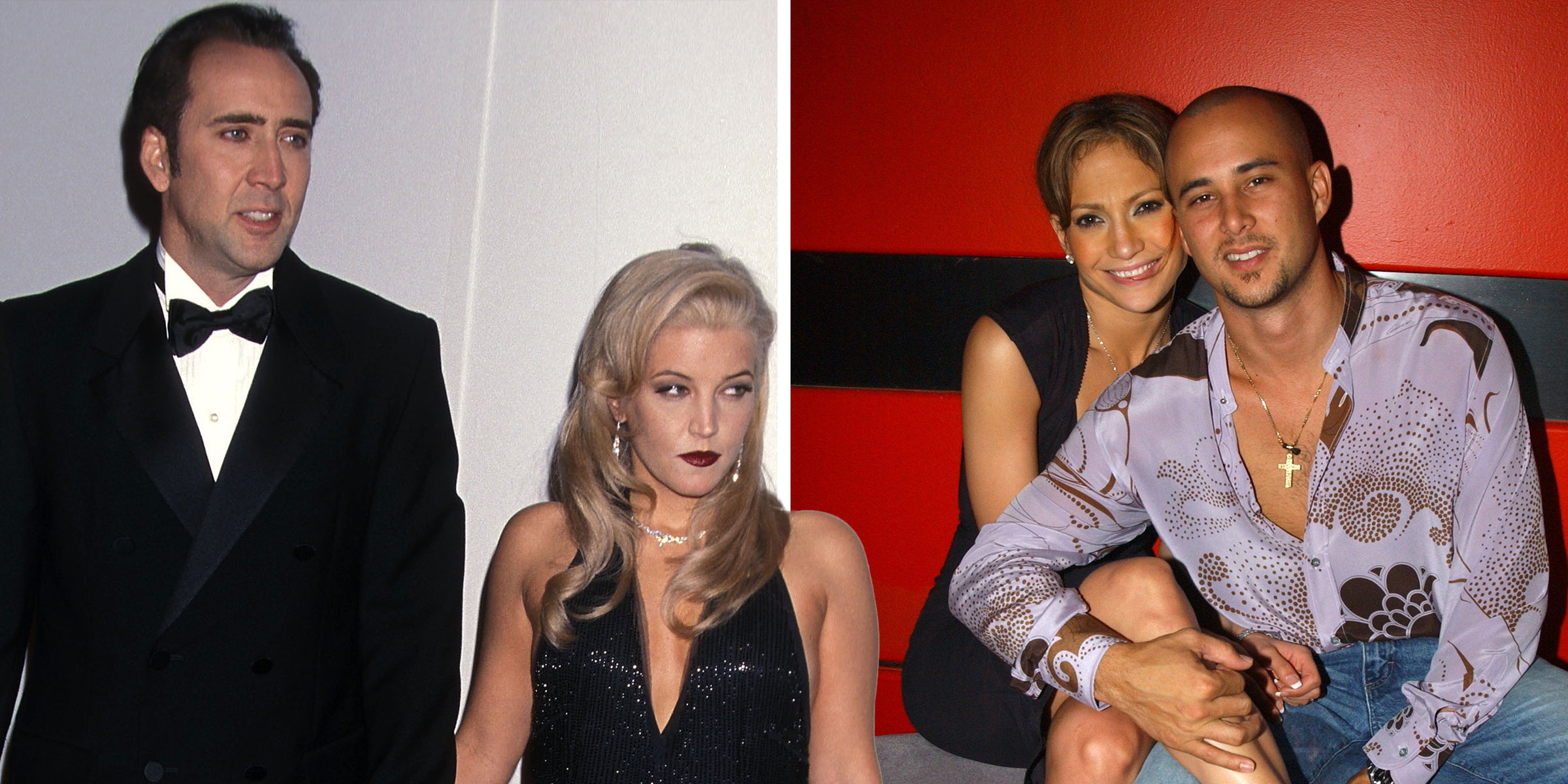 Nicolas Cage et Lisa Marie Presley | Jennifer Lopez et Cris Judd | Source : Getty Images