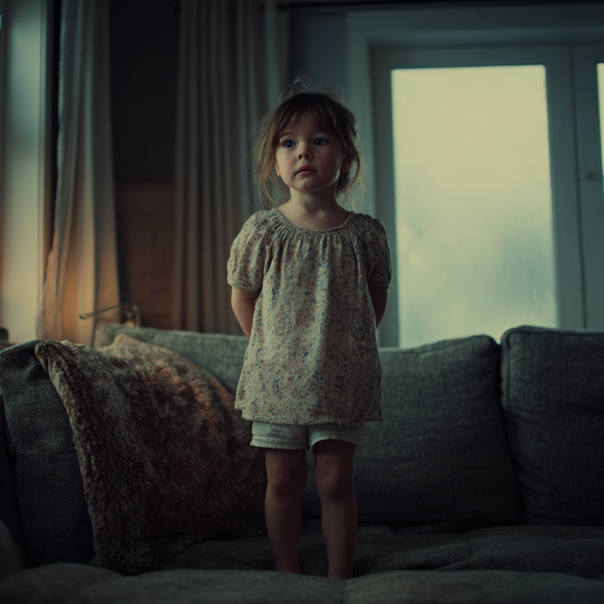 Une jeune fille sur un canapé | Source : Midjourney