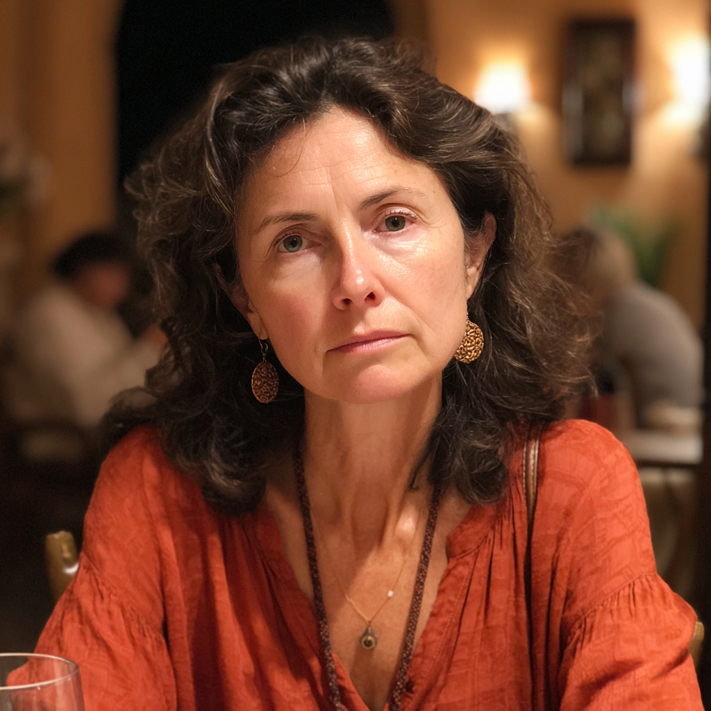 Une femme âgée assise à une table à manger | Source : Midjourney