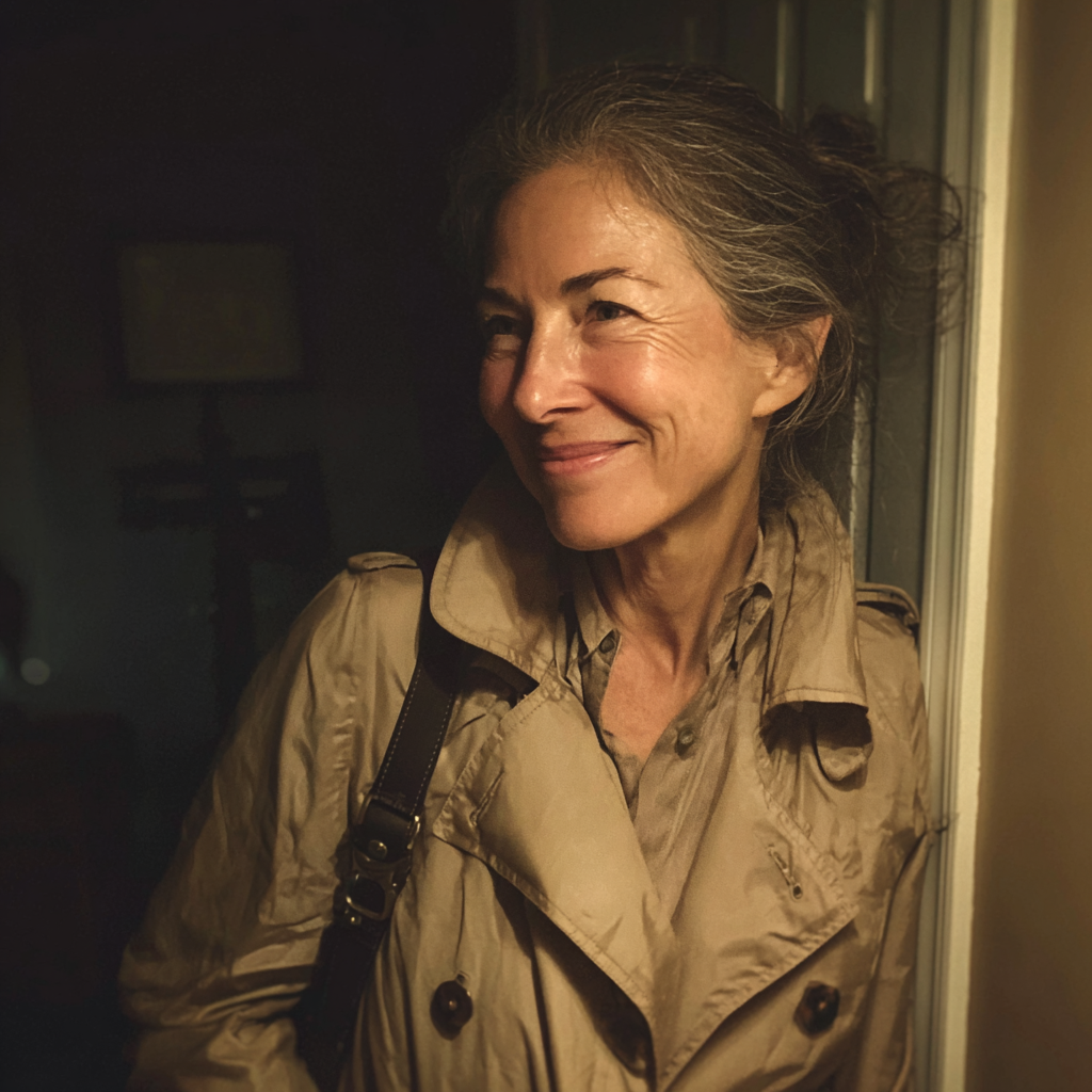 Une femme âgée souriante portant un manteau | Source : Midjourney