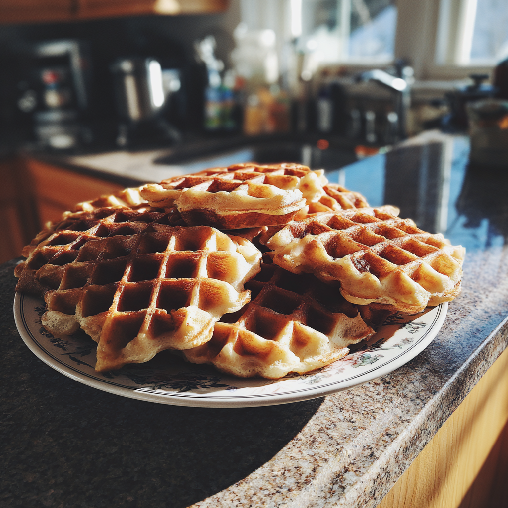 Une assiette de gaufres | Source : Midjourney