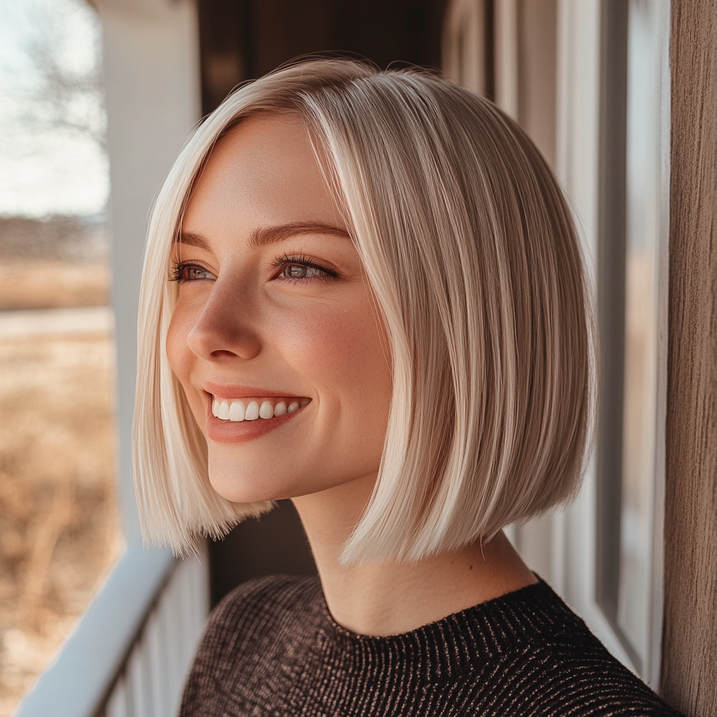 Megan souriante et confiante | Source : Midjourney