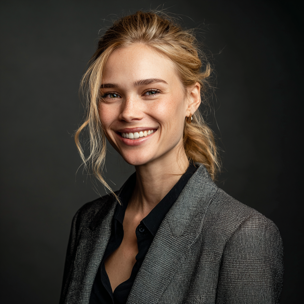 Un avocat souriant portant un costume gris | Source : Midjourney