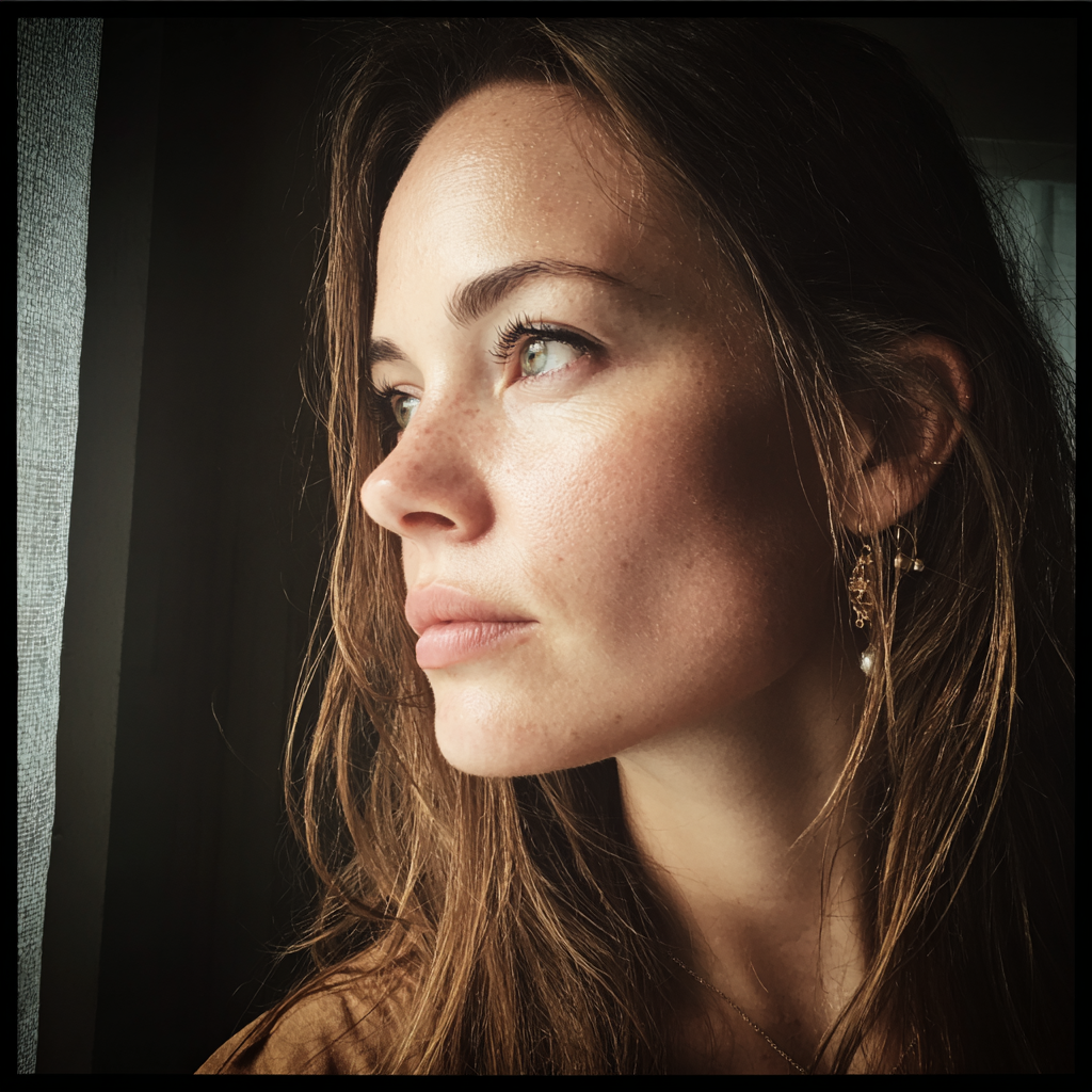 Vue latérale d'une femme pensive | Source : Midjourney