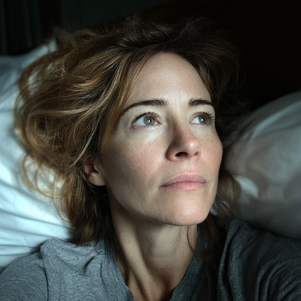 Une femme allongée dans son lit | Source : Midjourney