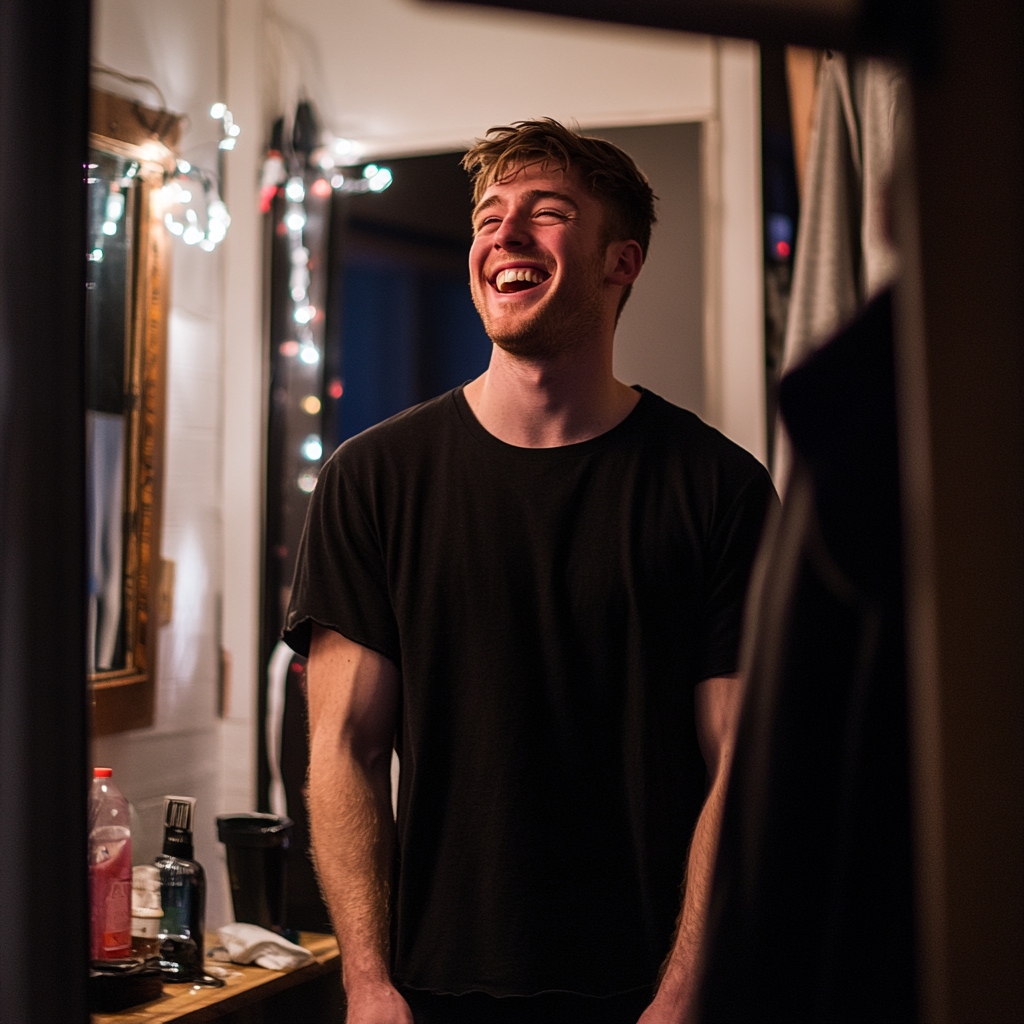 Un homme qui rit | Source : Midjourney