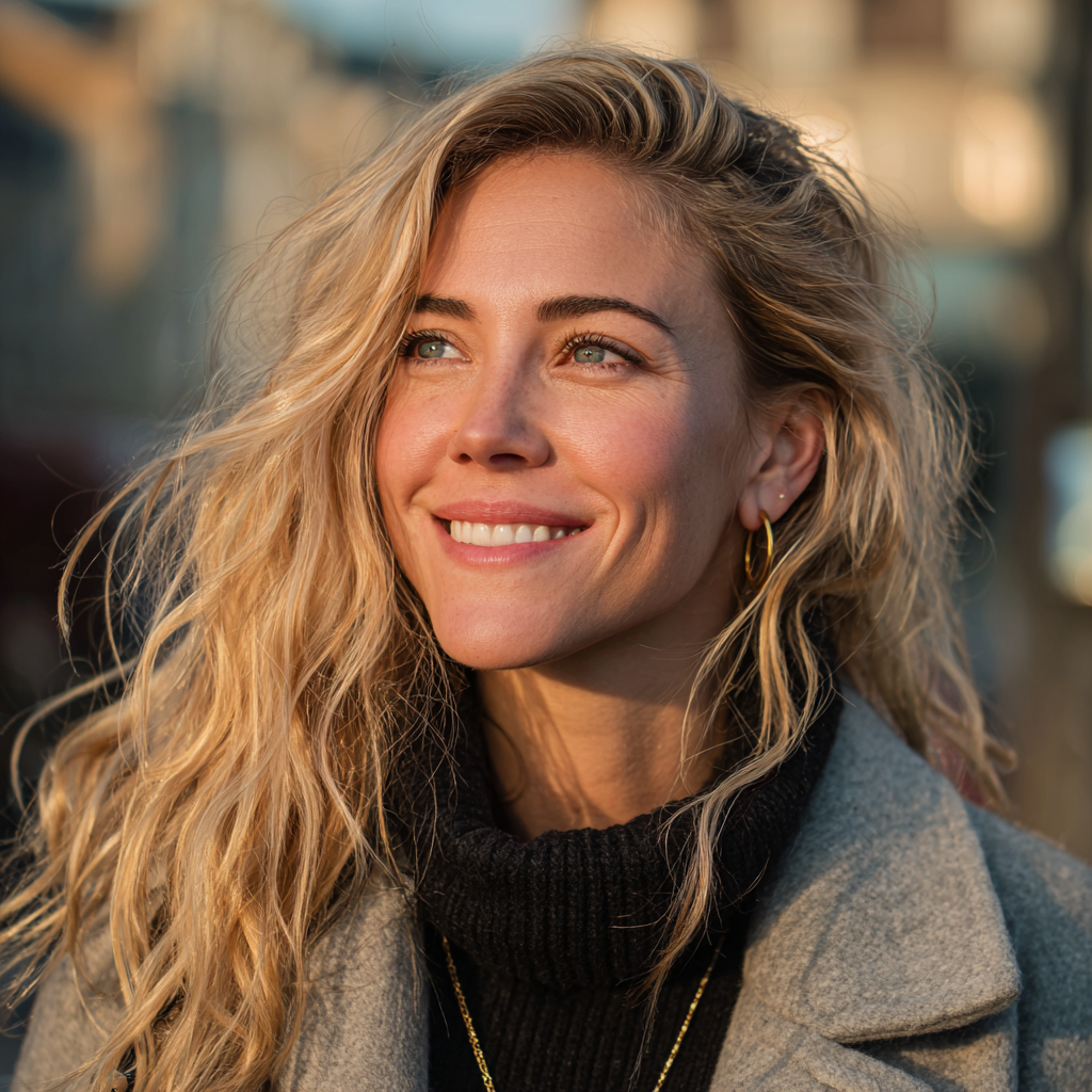 Une femme souriante se tenant à l'extérieur | Source : Midjourney