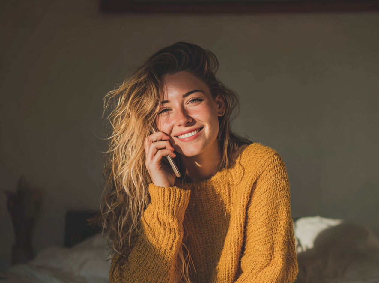Une femme qui parle au téléphone | Source : Midjourney