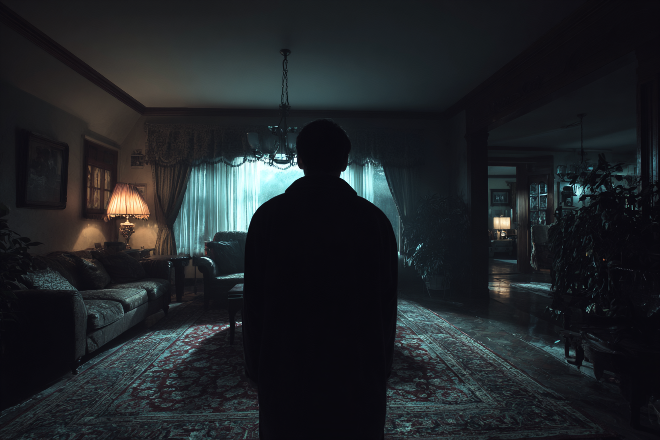 La silhouette d'un homme dans une maison | Source : Midjourney