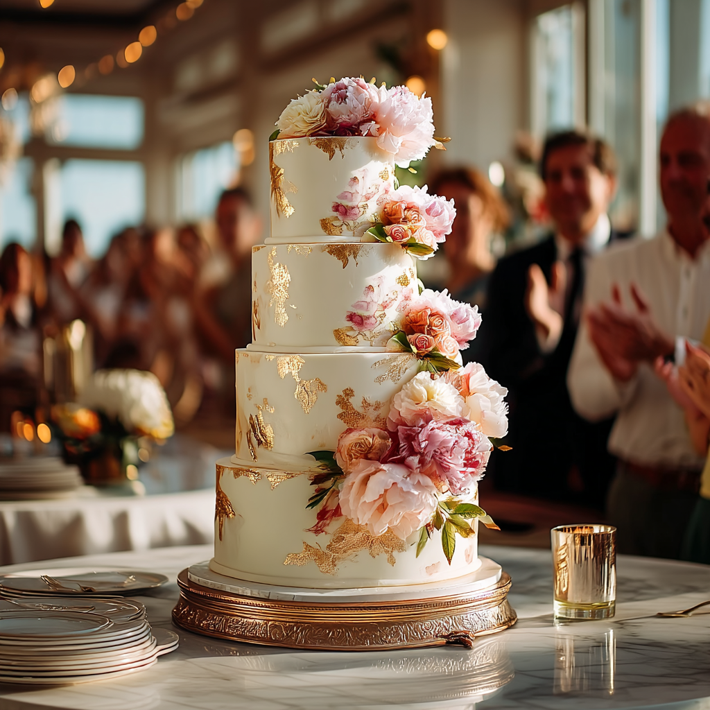 Les invités applaudissent en regardant un gâteau | Source : Midjourney