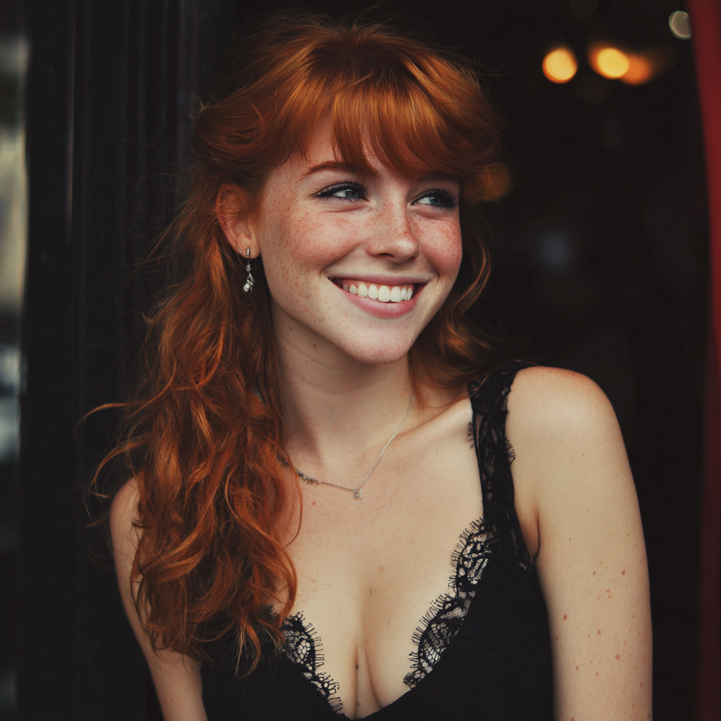 Une femme souriante portant une robe noire | Source : Midjourney