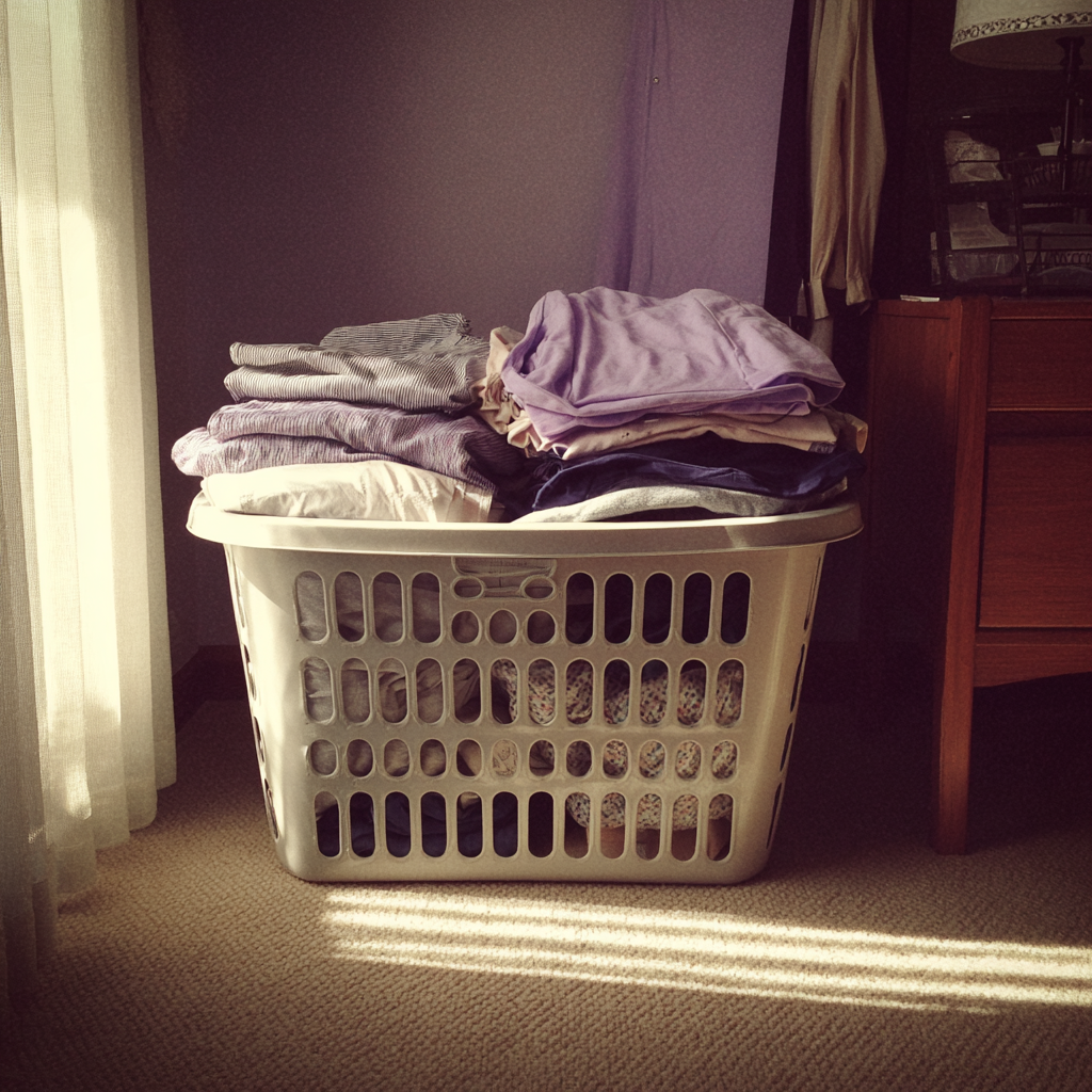 Un panier à linge dans une chambre à coucher | Source : Midjourney