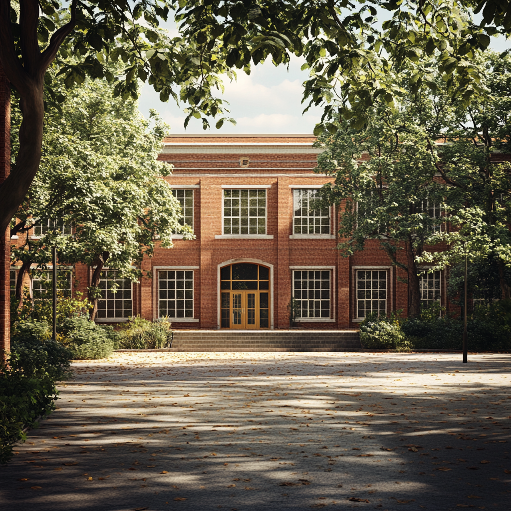 Un bâtiment scolaire | Source : Midjourney