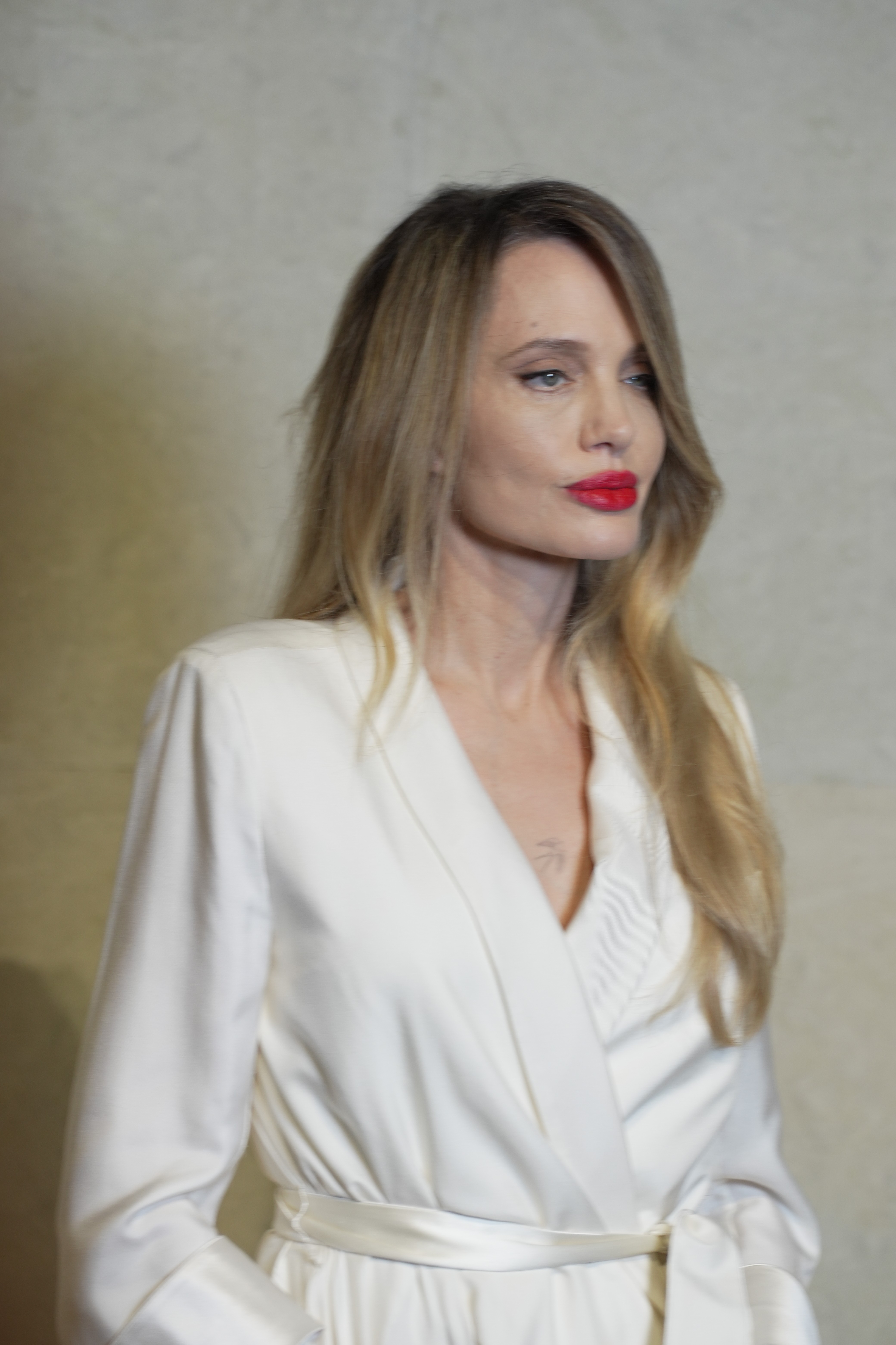 Vue de profil d'Angelina Jolie lors de son apparition à l'événement de Shanghai | Source : Getty Images