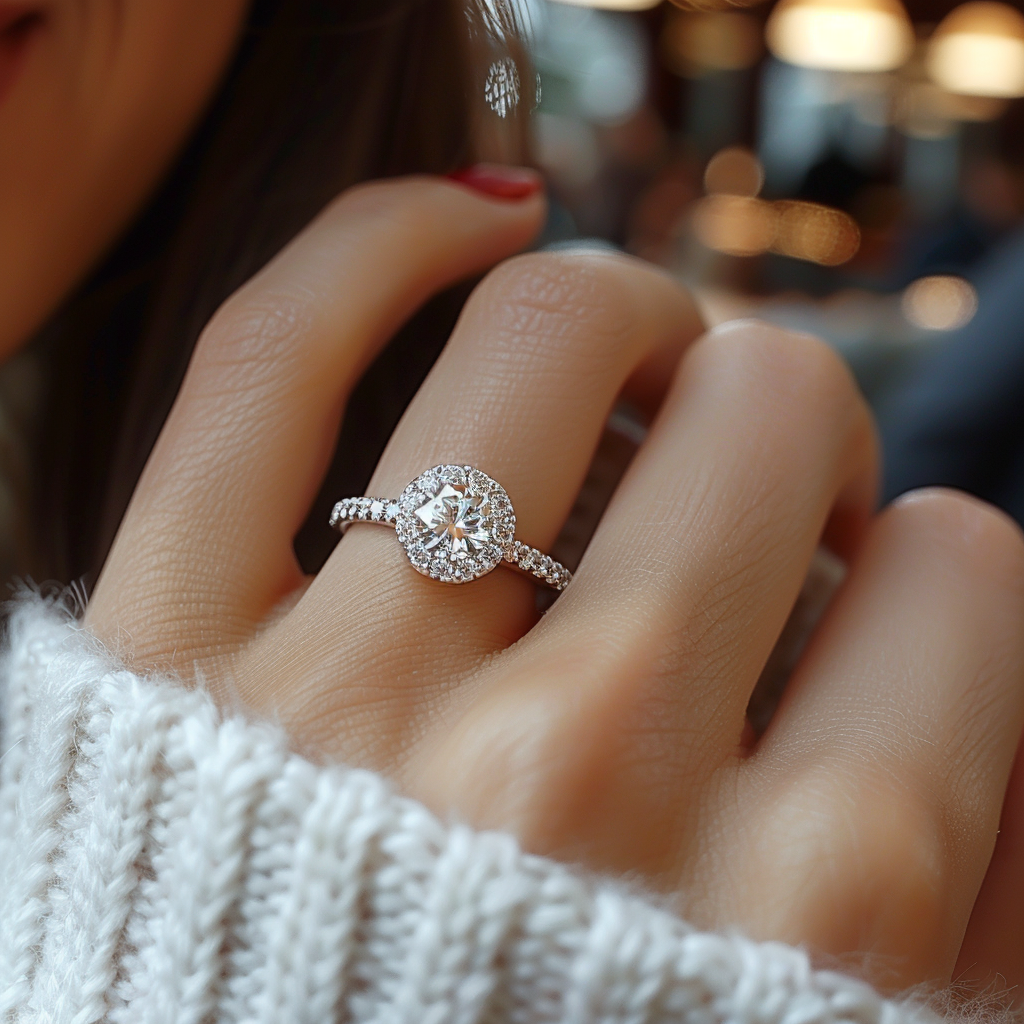 Gros plan sur une bague de fiançailles | Source : Midjourney