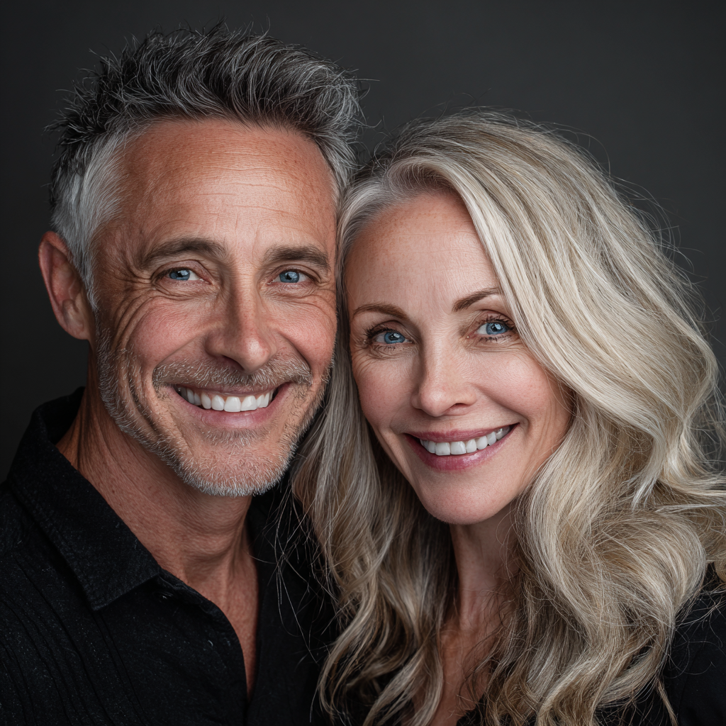 Gros plan sur un couple souriant | Source : Midjourney