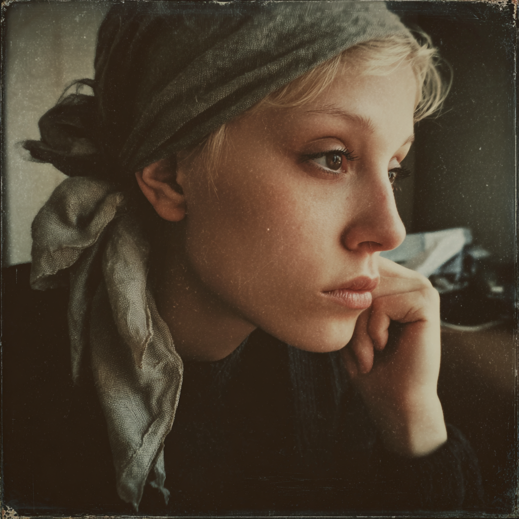 Une femme avec un foulard sur la tête | Source : Midjourney