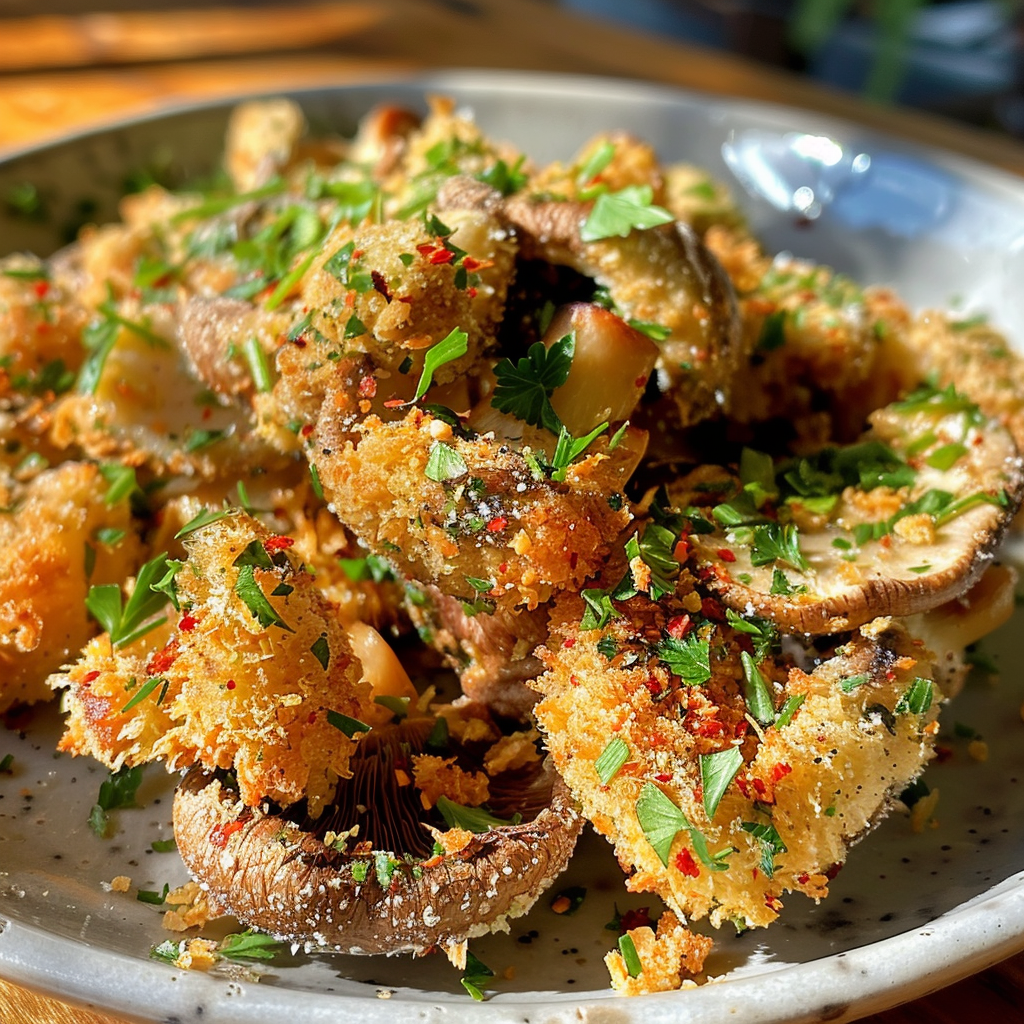 Une assiette de champignons émiettés | Source : Midjourney