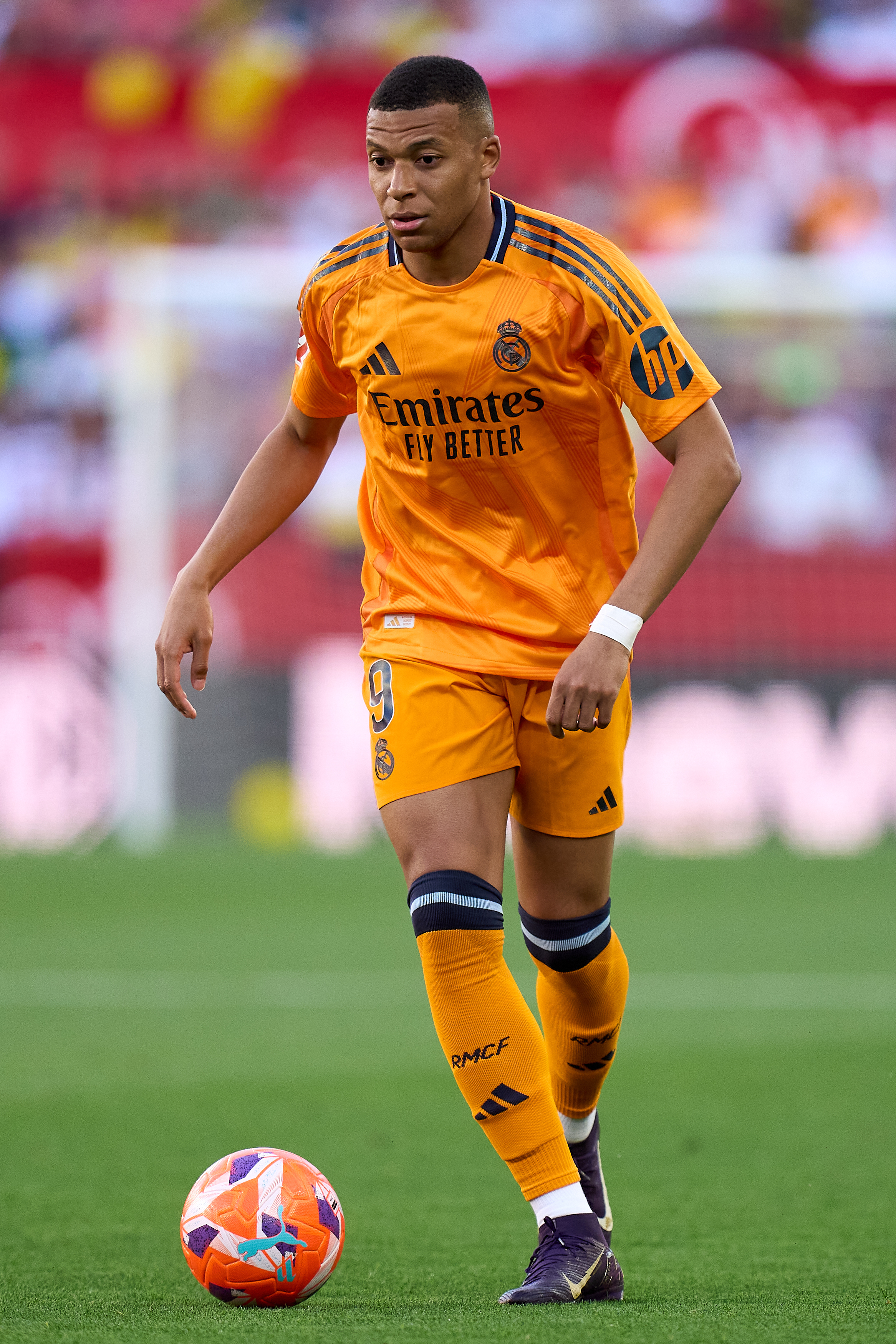 Kylian Mbappé, joueur du Real Madrid, en action lors du match de LaLiga entre le FC Séville et le Real Madrid CF à l'Estadio Ramón Sánchez Pizjuán, le 18 mai 2025 à Séville, en Espagne I Source : Getty Images
