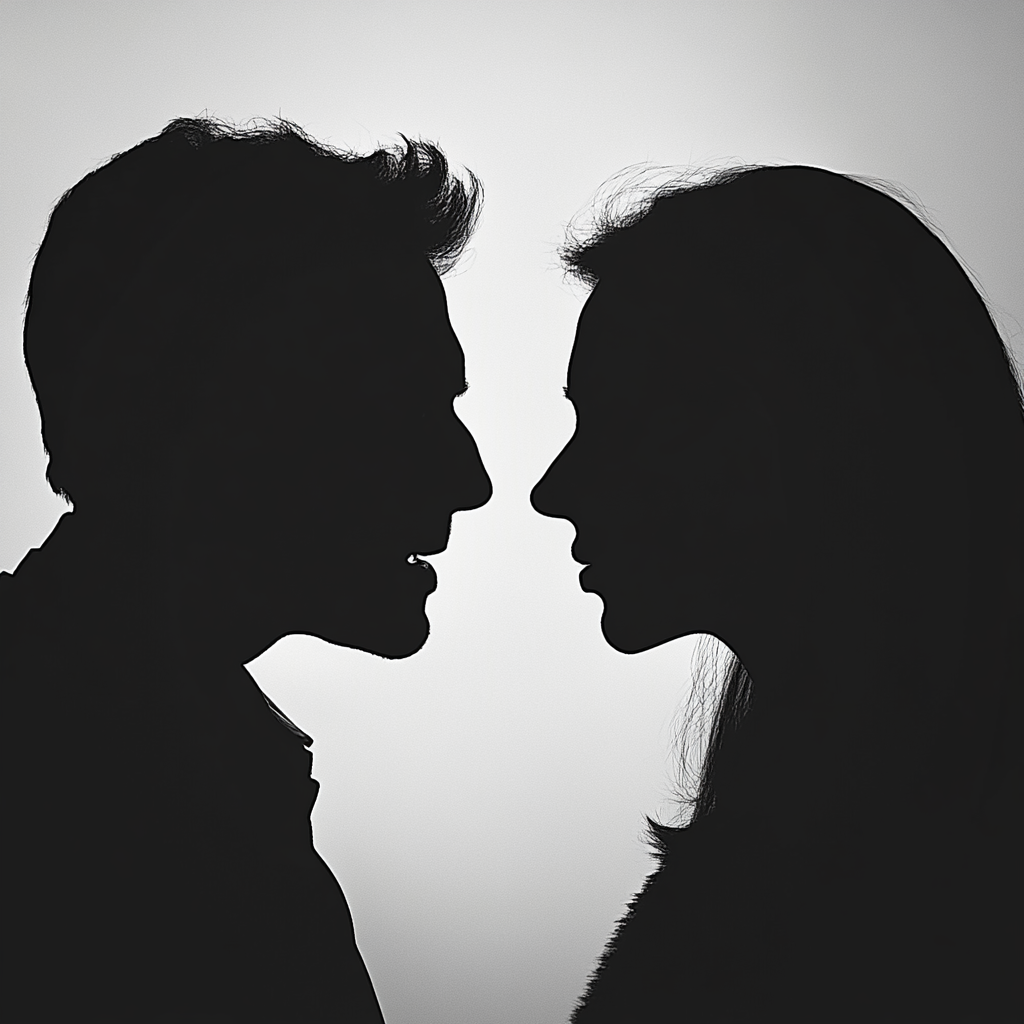 Silhouette d'un couple en train de se disputer | Source : Midjourney
