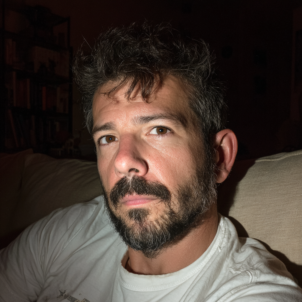 Un homme pensif assis sur un canapé | Source : Midjourney