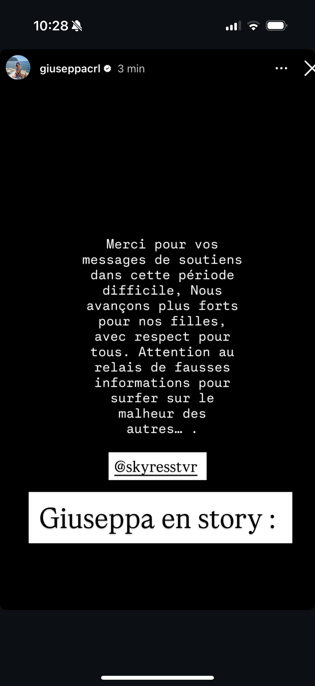 Story de Giuseppa | Source : capture instagram.com/giuseppacrl