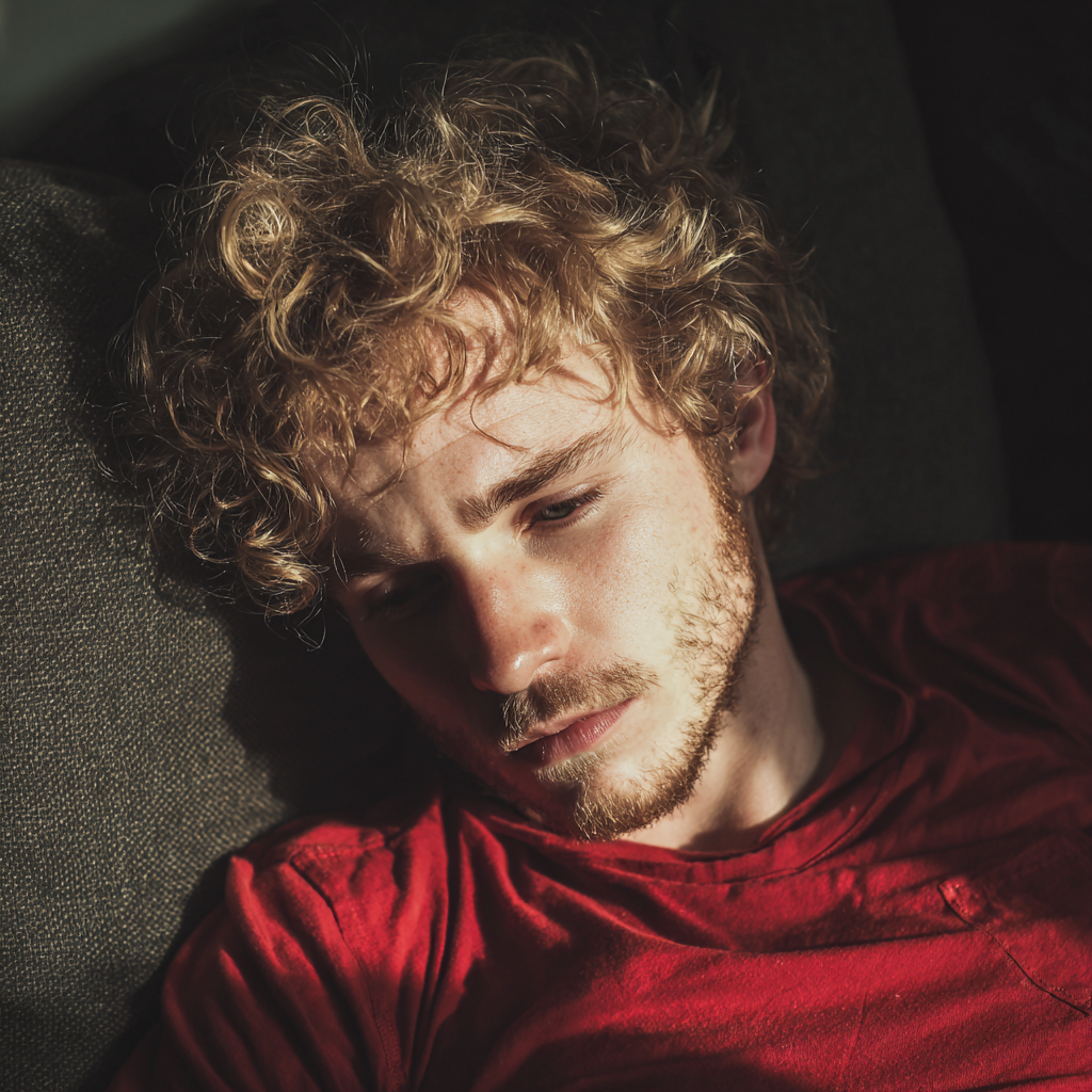 Un homme allongé sur un canapé | Source : Midjourney