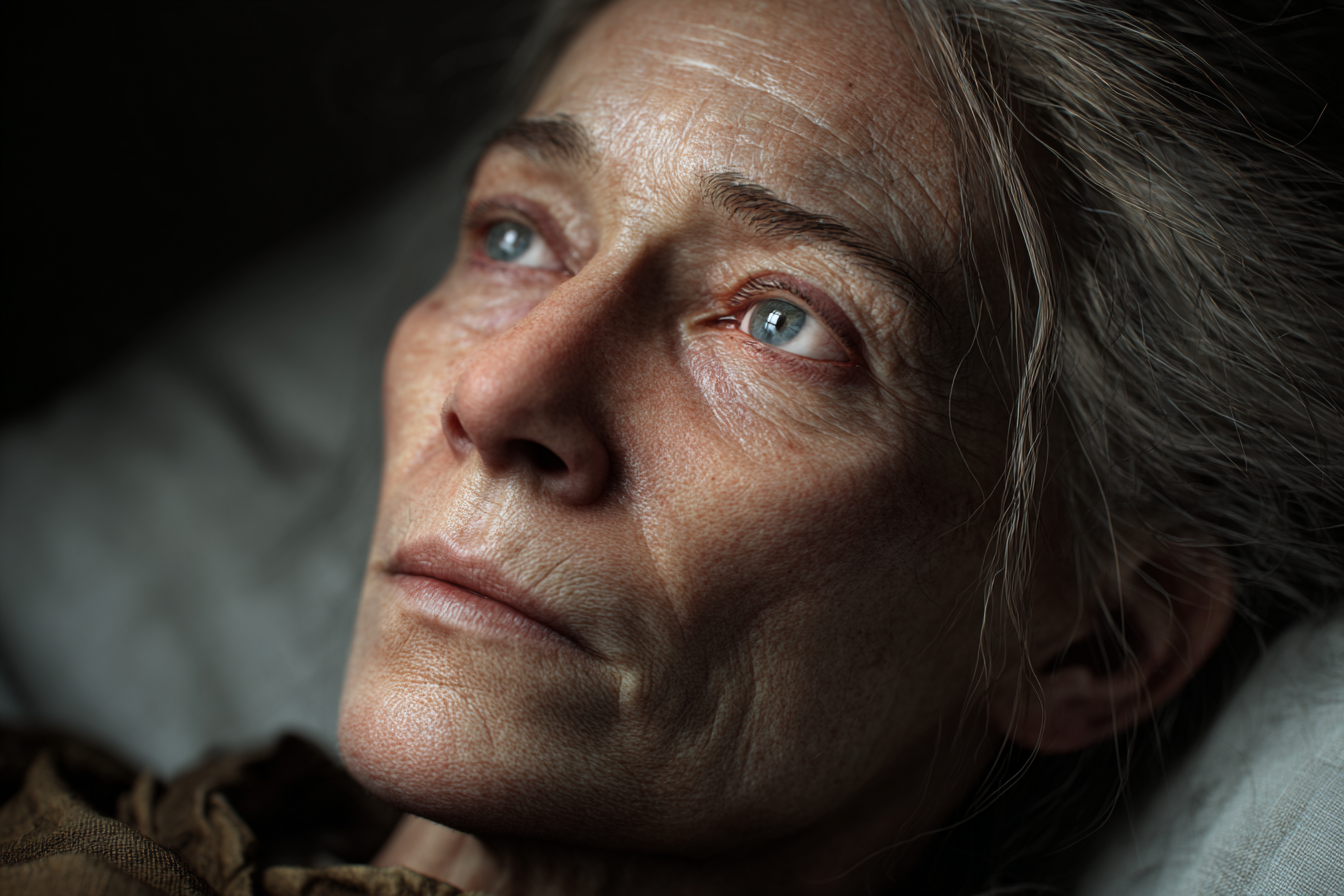 Gros plan sur le visage d'une femme âgée | Source : Midjourney