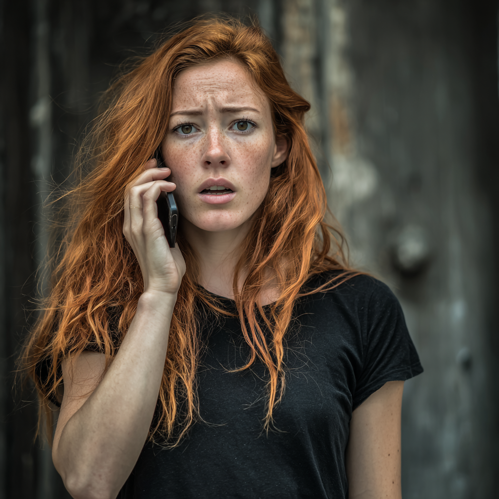 Une femme choquée et déçue qui parle au téléphone | Source : Midjourney