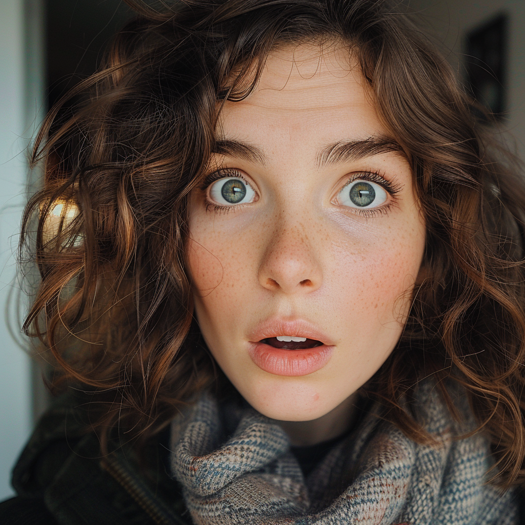 Gros plan sur une femme surprise | Source : Midjourney