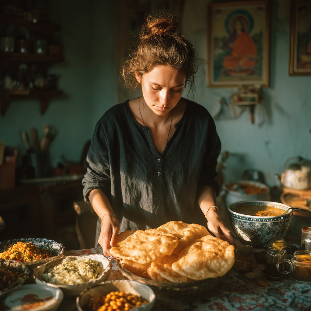 Une femme plaçant un plat | Source : Midjourney