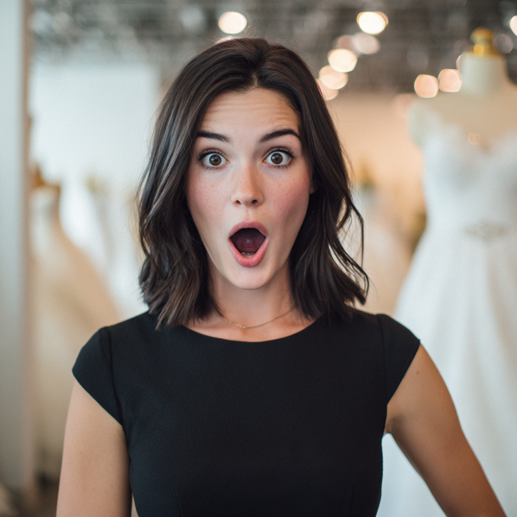 Une femme choquée portant une robe noire | Source : Midjourney
