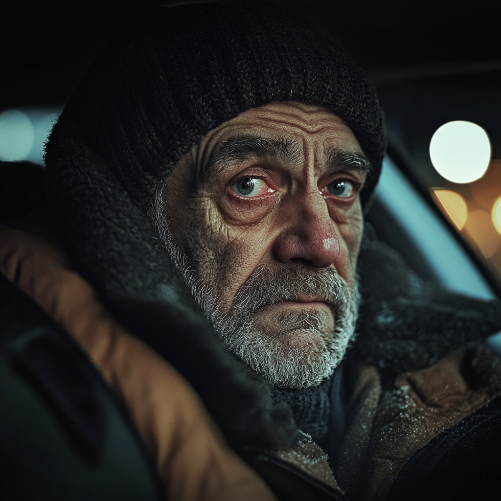 Triste sans-abri dans une voiture | Source : Midjourney