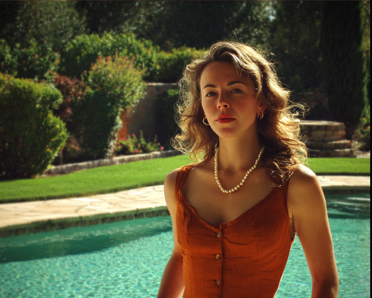 Une femme pensive portant un collier de perles | Source : Midjourney