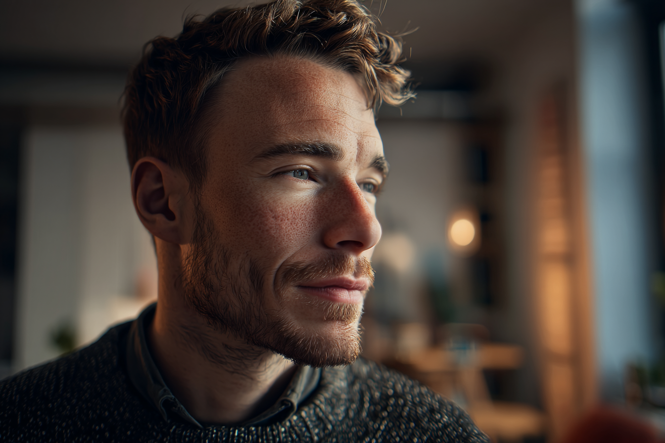 Gros plan sur le visage d'un homme | Source : Midjourney