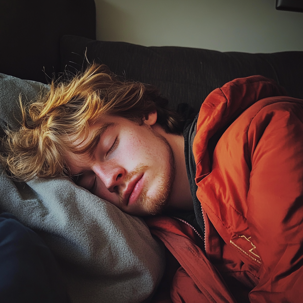 Un homme qui dort sur un canapé | Source : Midjourney
